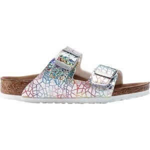 Birkenstock kids 32/1 Youth Arizona Vegan Flashy Hologram silver sandals